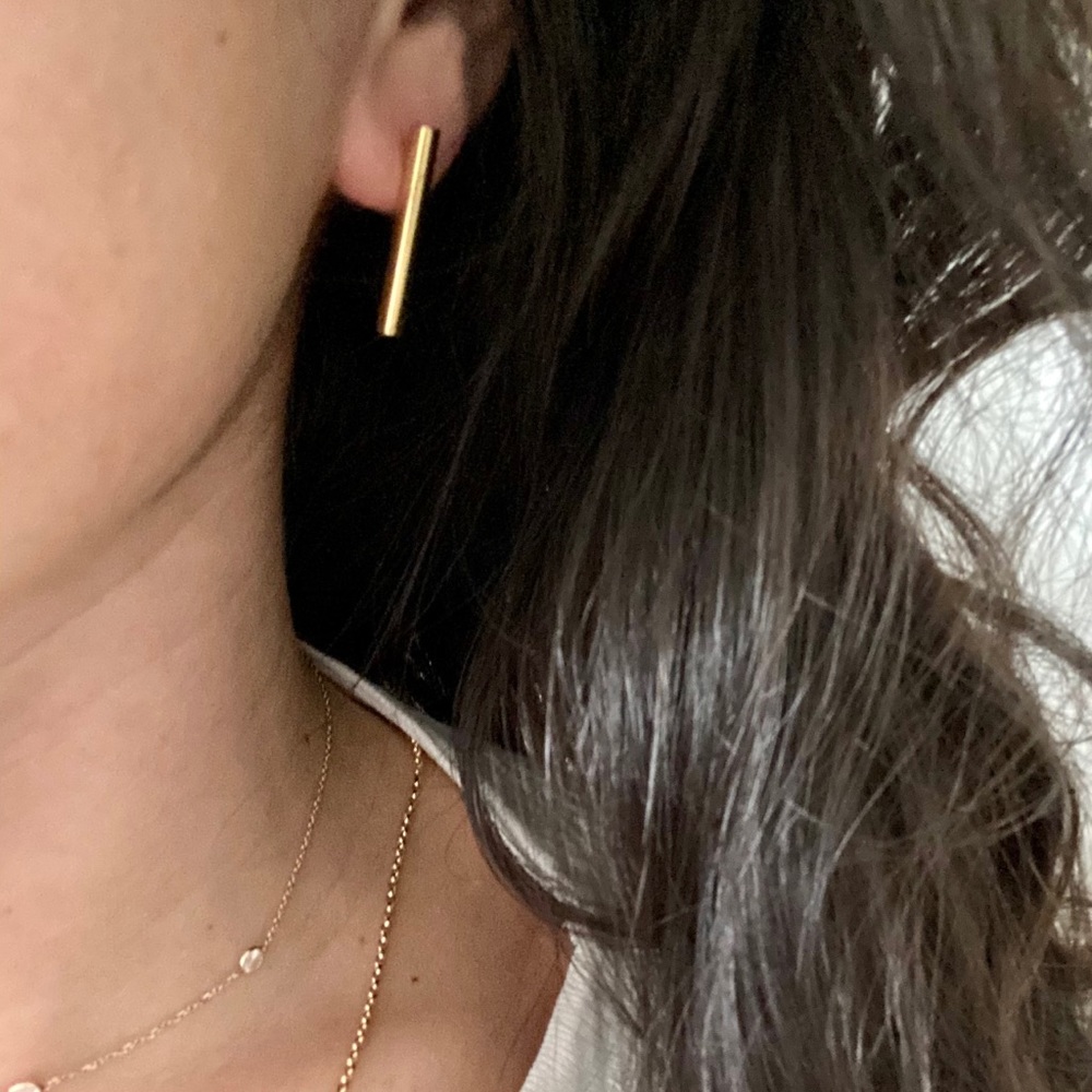 Vintage Solid Brass Earrings - image 1